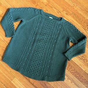L.L. Bean Women's Cable Knit Sweater in Forest Green